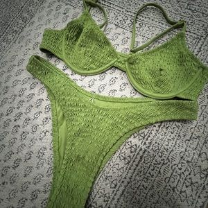 Green Smocked Bathing Suit